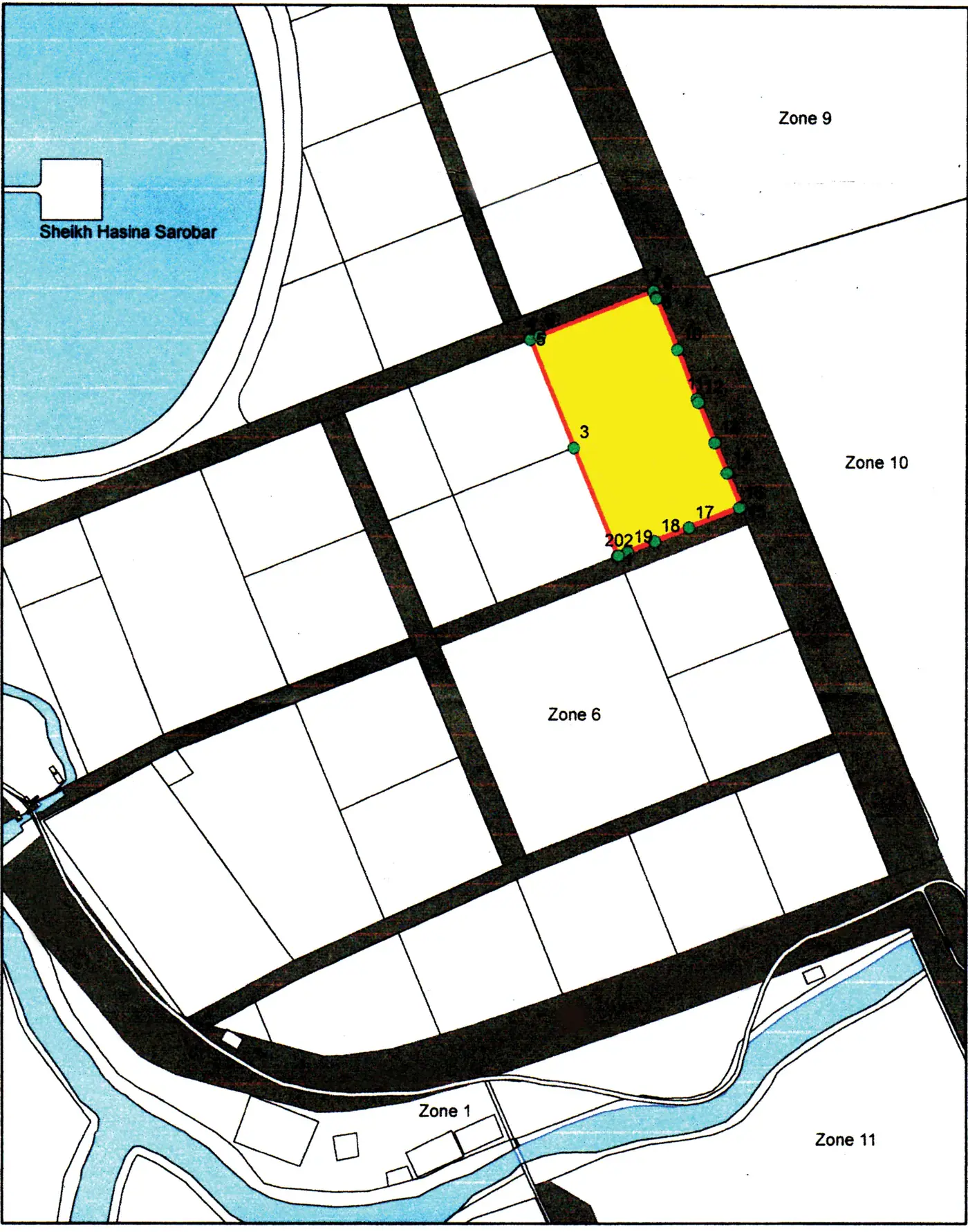 Site plan of Karmo's plot in the National Special Economic Zone, Mirsarai