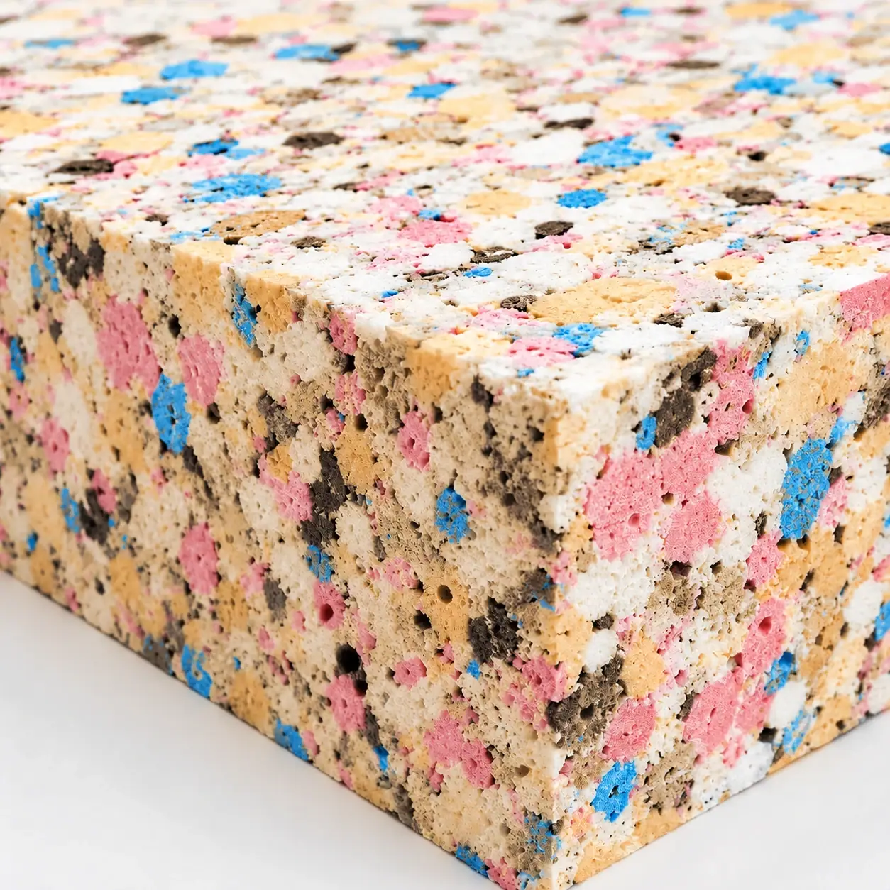 Speckled terrazzo rebonded foam slab