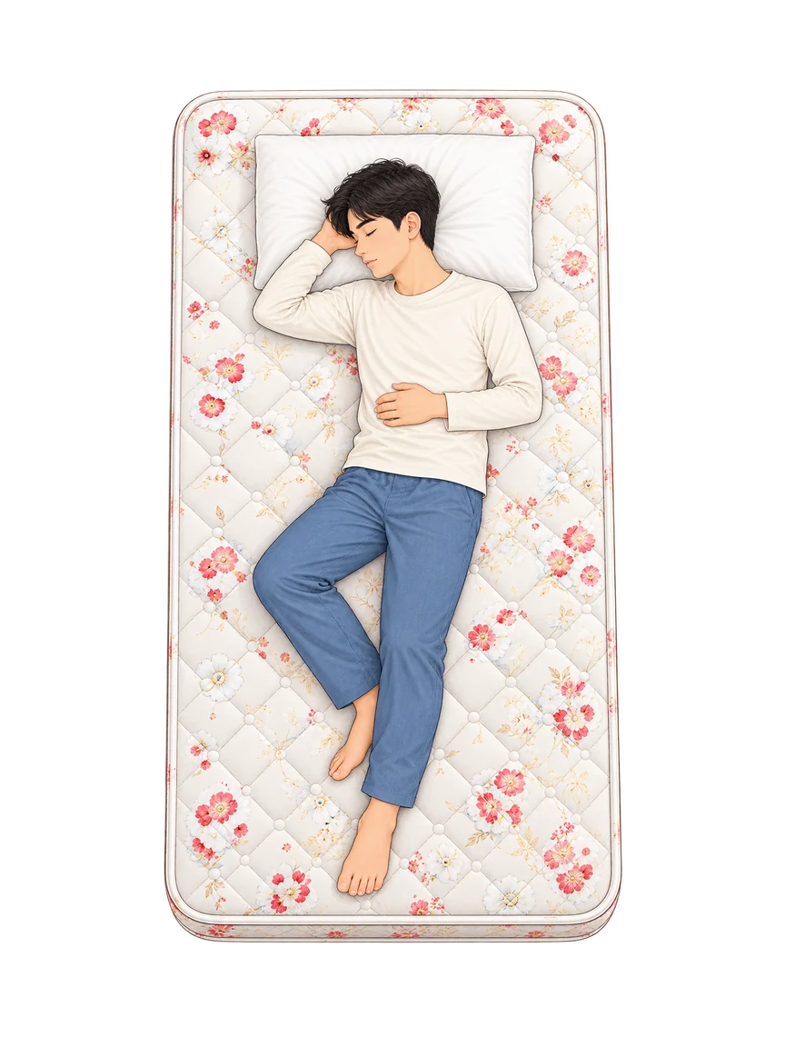 One person sleeping on a Karmo floral quilted single mattress