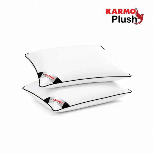 Two stacked white Karmo Plush head pillows