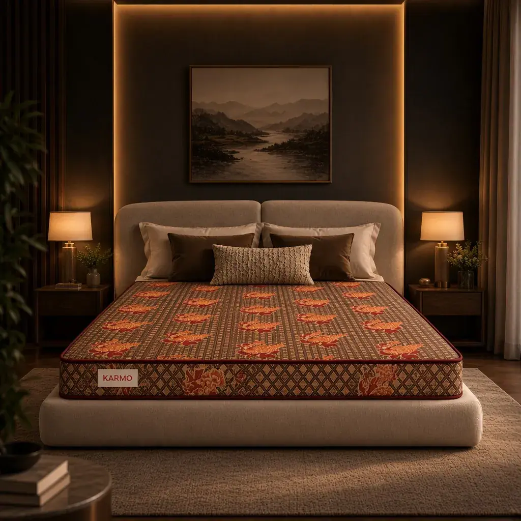 Karmo Orthopedic mattress in a dark luxury bedroom