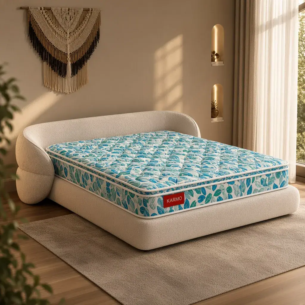 Karmo Pillow Top Pocket Spring mattress in a luxury bedroom