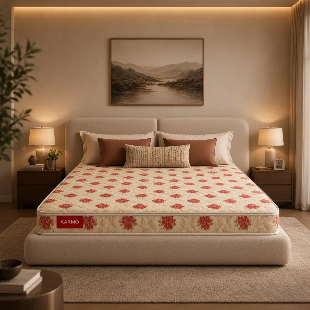 Karmo Prestige floral mattress in a luxury bedroom